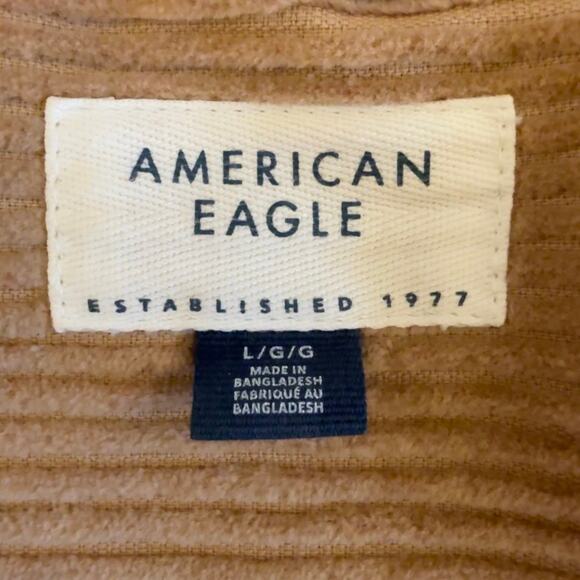 American Eagle (AE) Large Button Down Tan Corduroy Ribbed Jacket - Picture 5 of 7